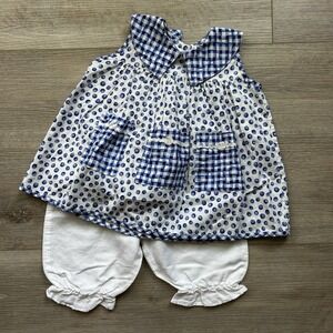 Vtg Chicken Noodle Baby‎ Girl's Blueberry Outfit Set Size 12M Tunic W/ Bloomers